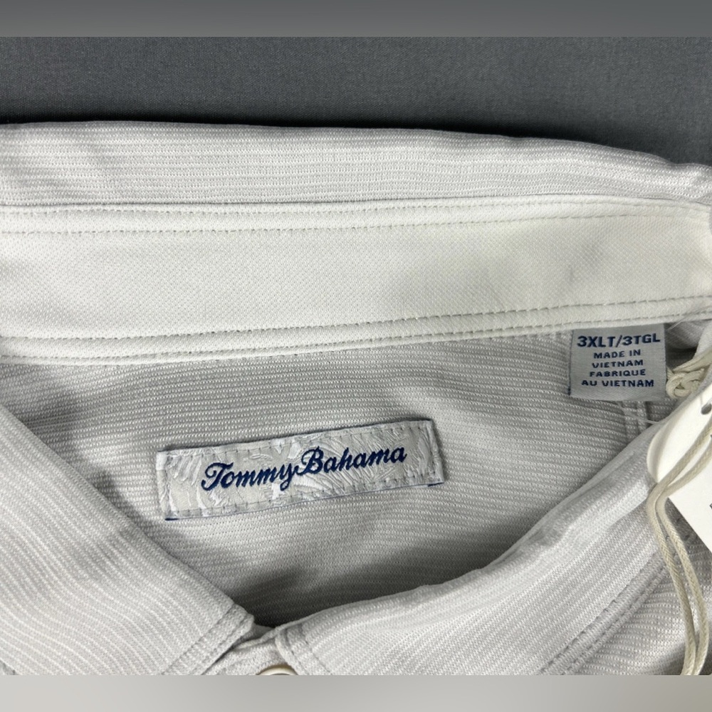 Tommy Bahama Golf Shirt Polo Paradise Cove Striped 3XLT Gray Polyester - Picture 5 of 8